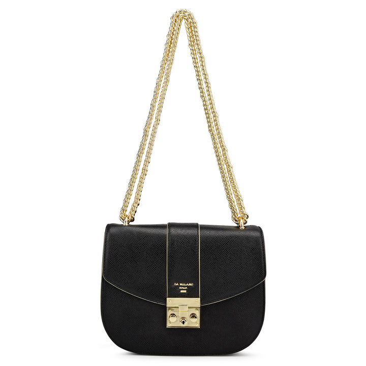 Small Franzy Leather Shoulder Bag - Black