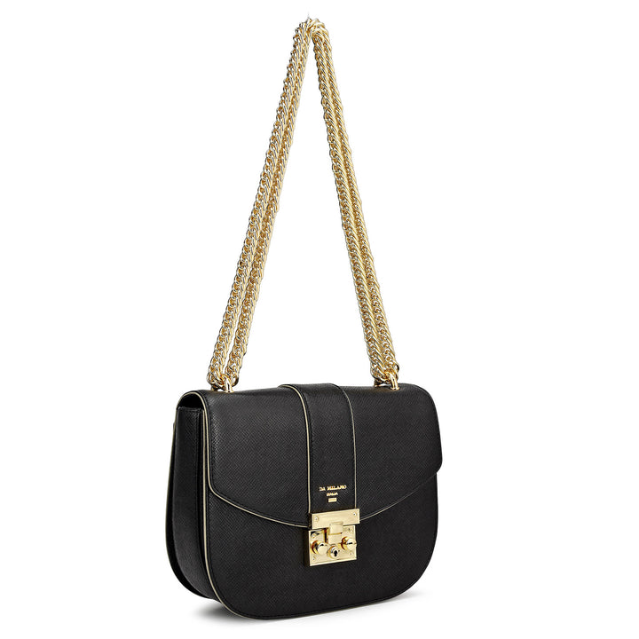 Small Franzy Leather Shoulder Bag - Black