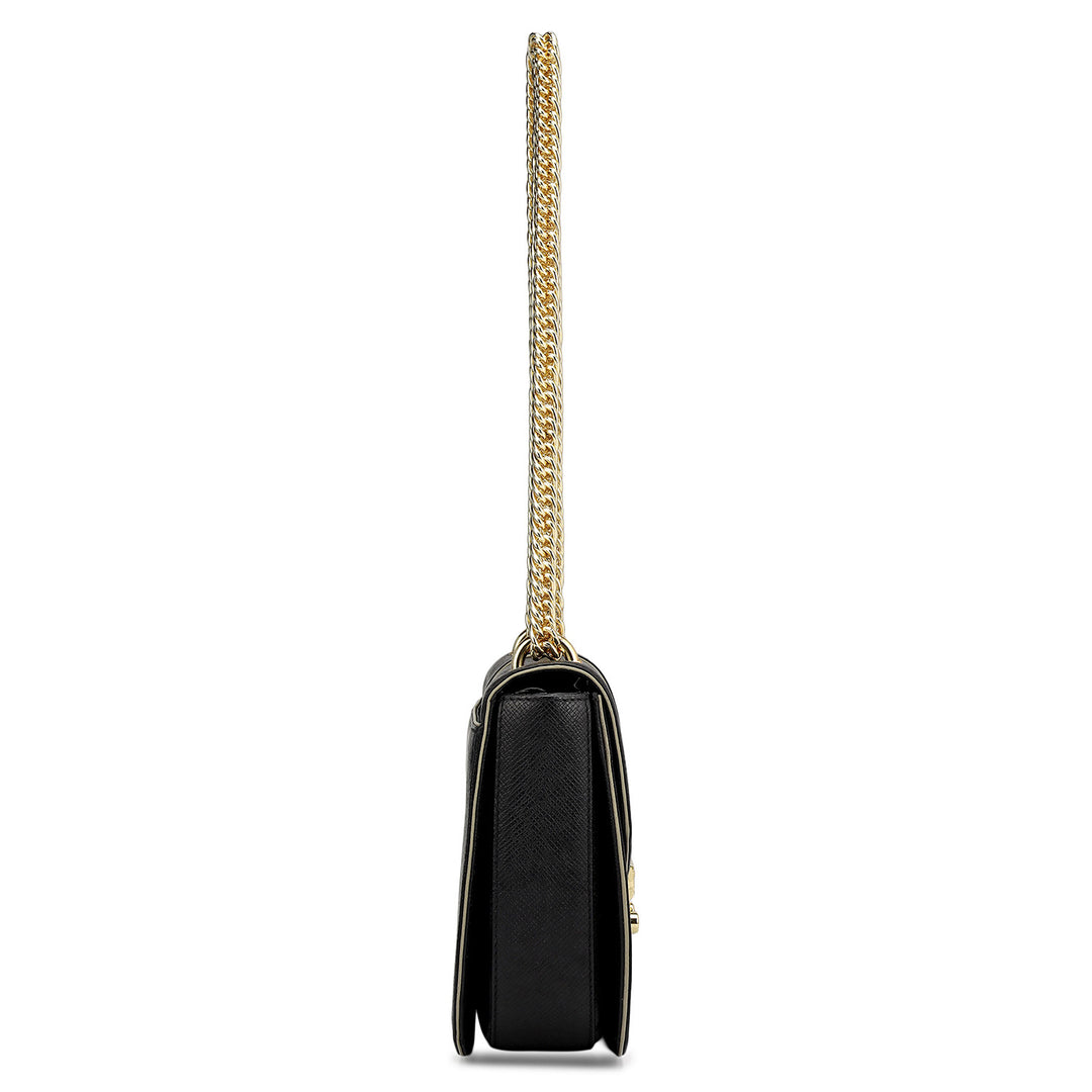 Small Franzy Leather Shoulder Bag - Black