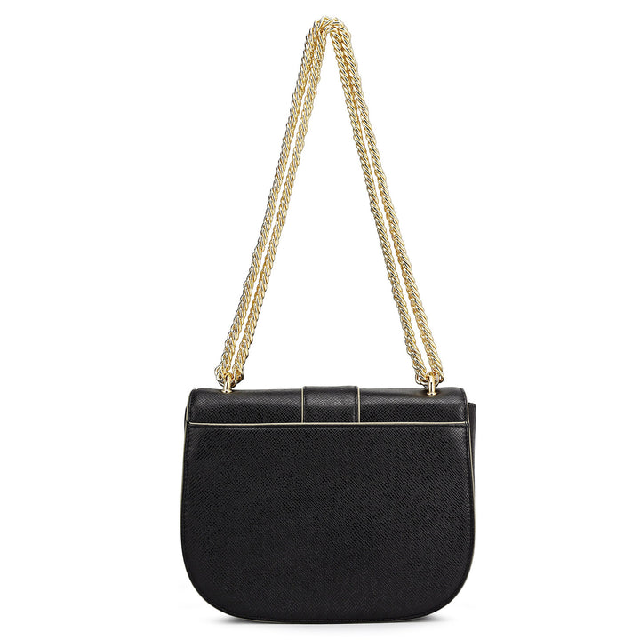 Small Franzy Leather Shoulder Bag - Black