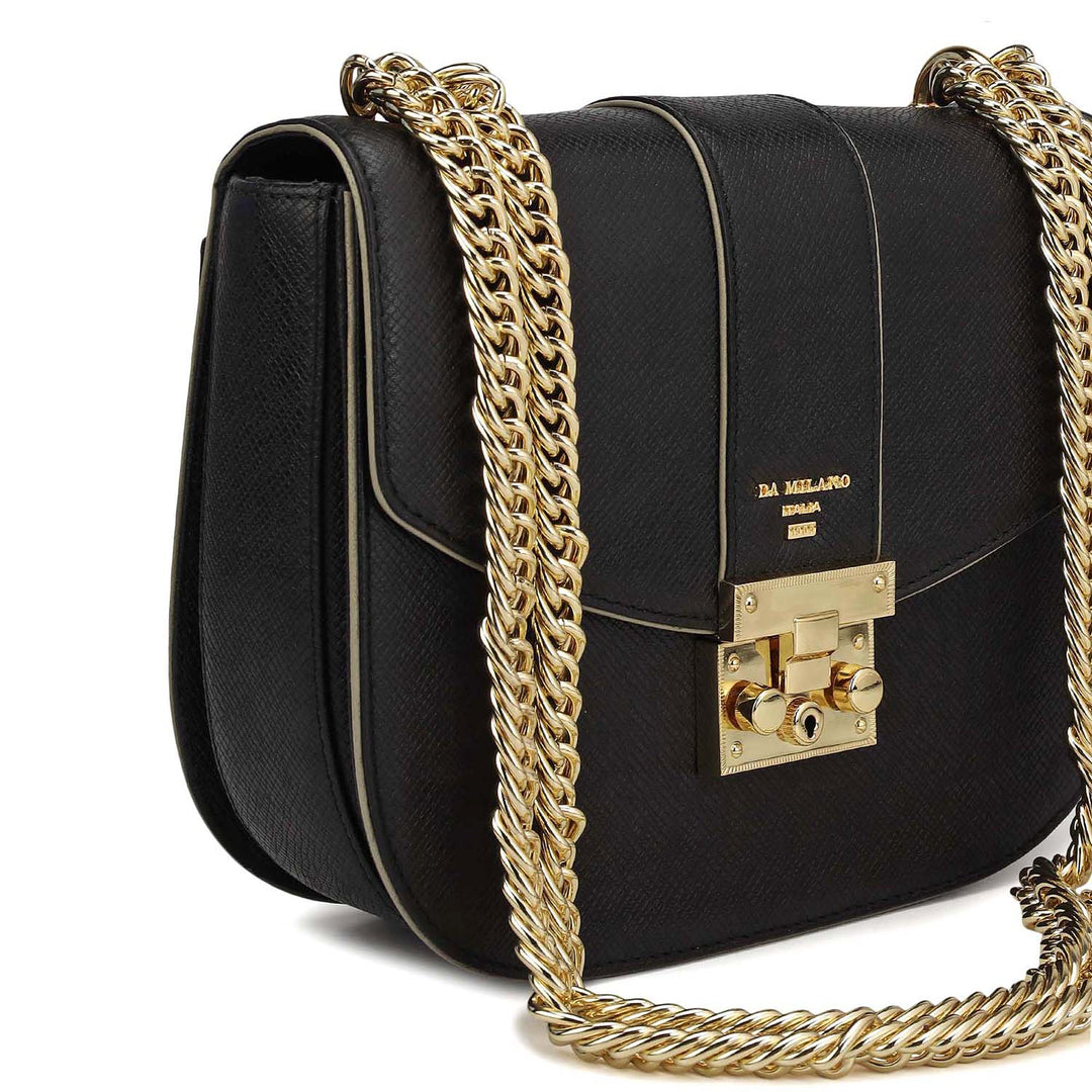 Small Franzy Leather Shoulder Bag - Black