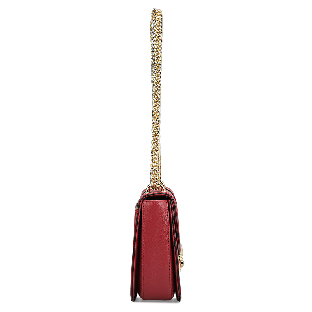 Small Franzy Leather Shoulder Bag - Plumberry