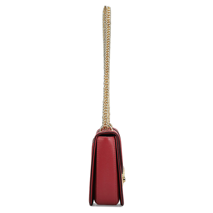 Small Franzy Leather Shoulder Bag - Plumberry