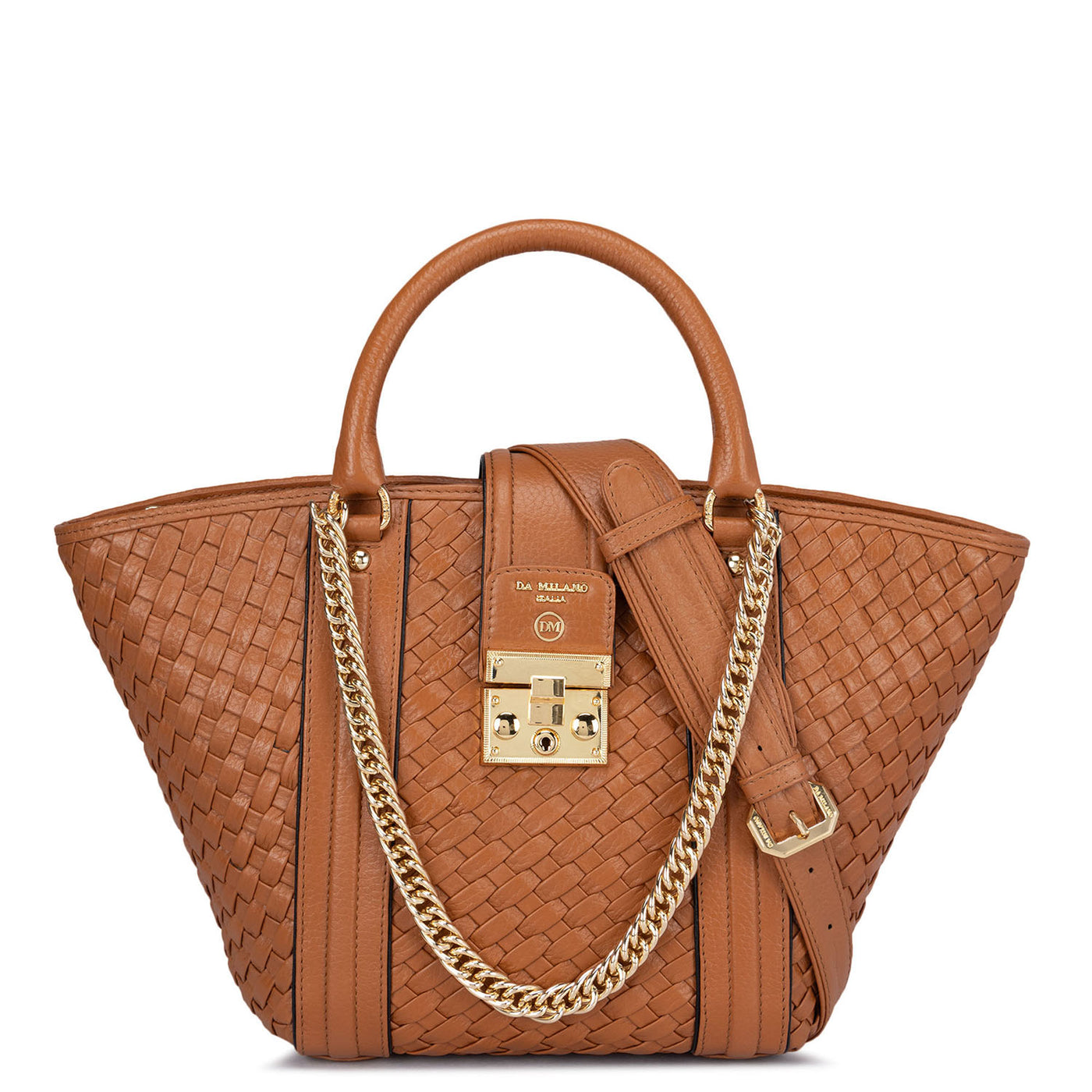 Small Mat Leather Satchel - Caramel