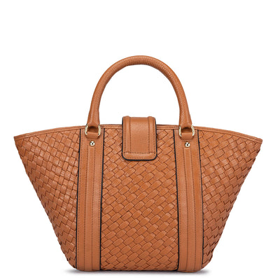 Small Mat Leather Satchel - Caramel