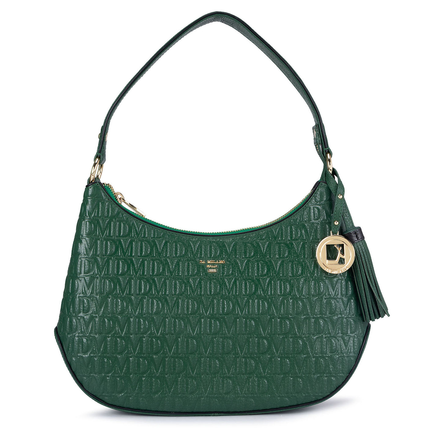 Small Monogram Leather Baguette - Green