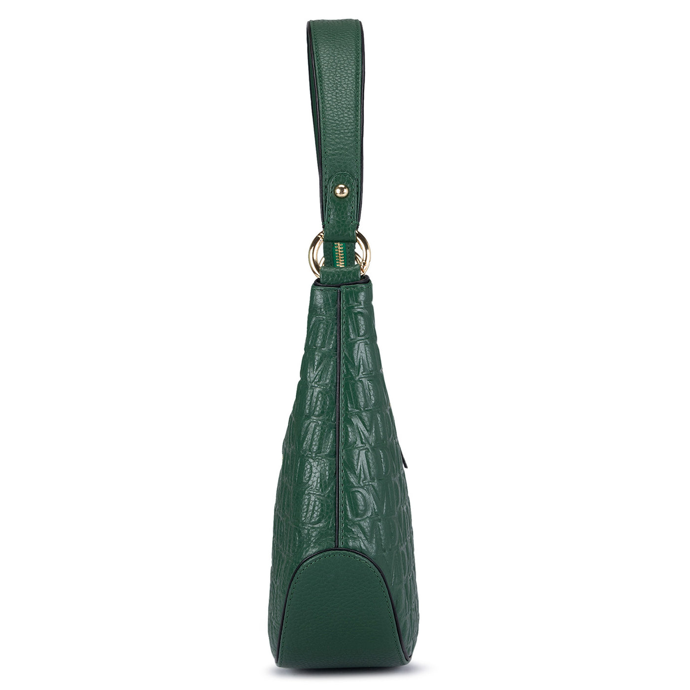 Small Monogram Leather Baguette - Green