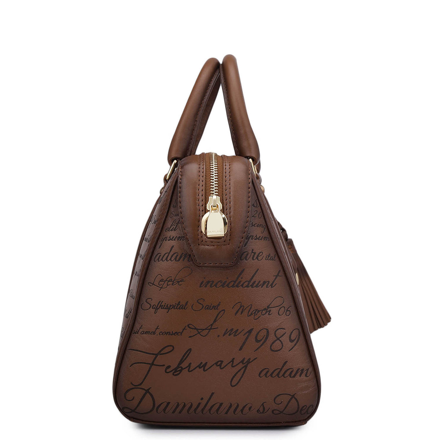 Medium Signato Leather Satchel - Cognac