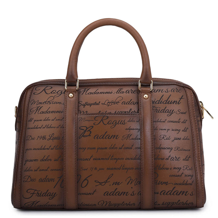 Medium Signato Leather Satchel - Cognac