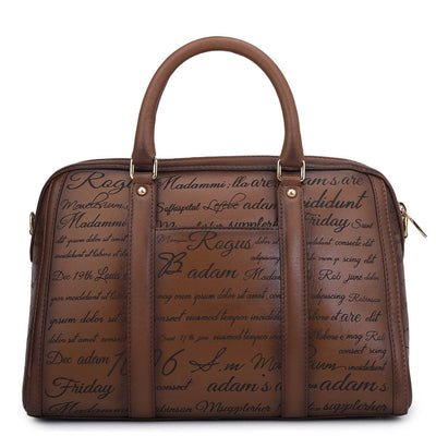 Medium Signato Leather Satchel - Cognac