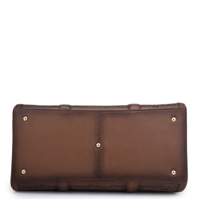 Medium Signato Leather Satchel - Cognac