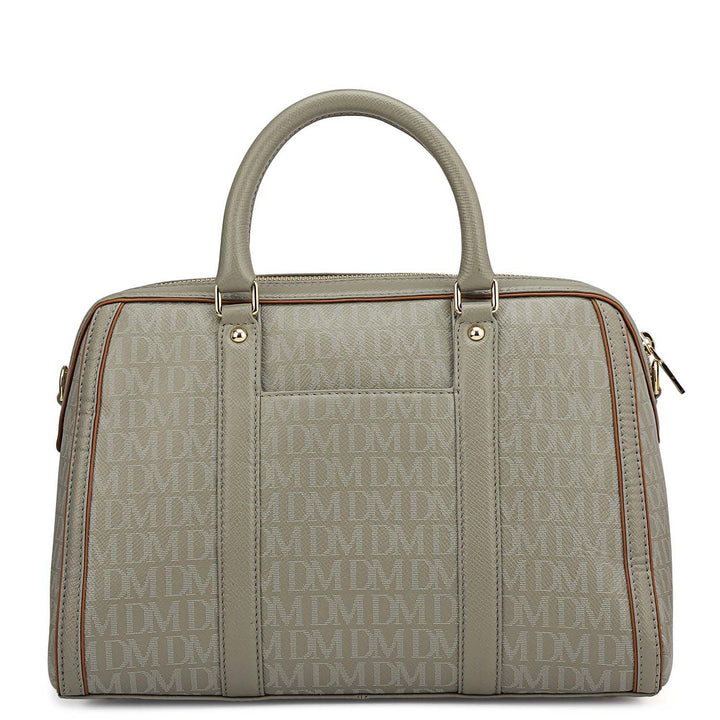 Medium Monogram Leather Satchel - Stone Grey