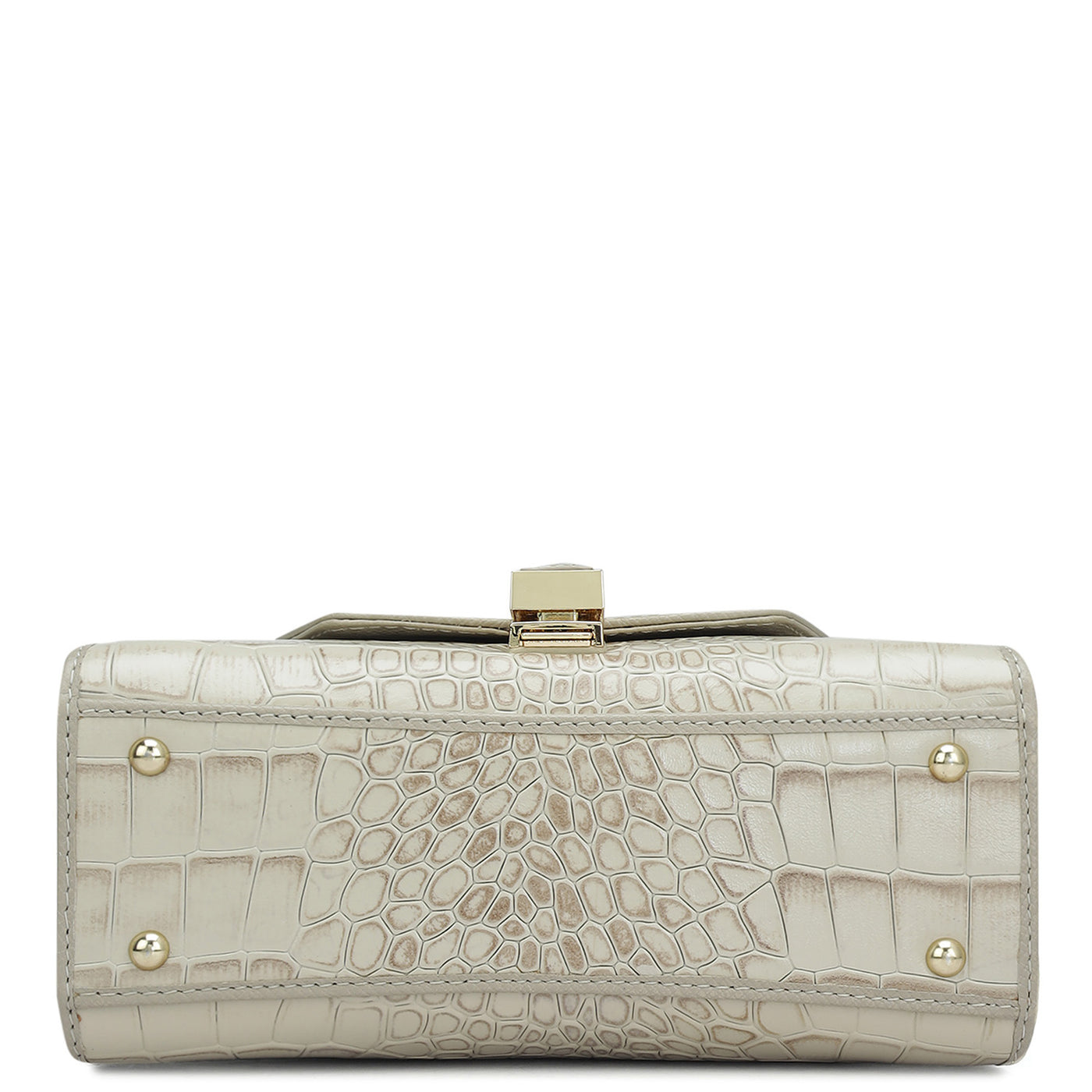 Small Croco Leather Satchel - Frost