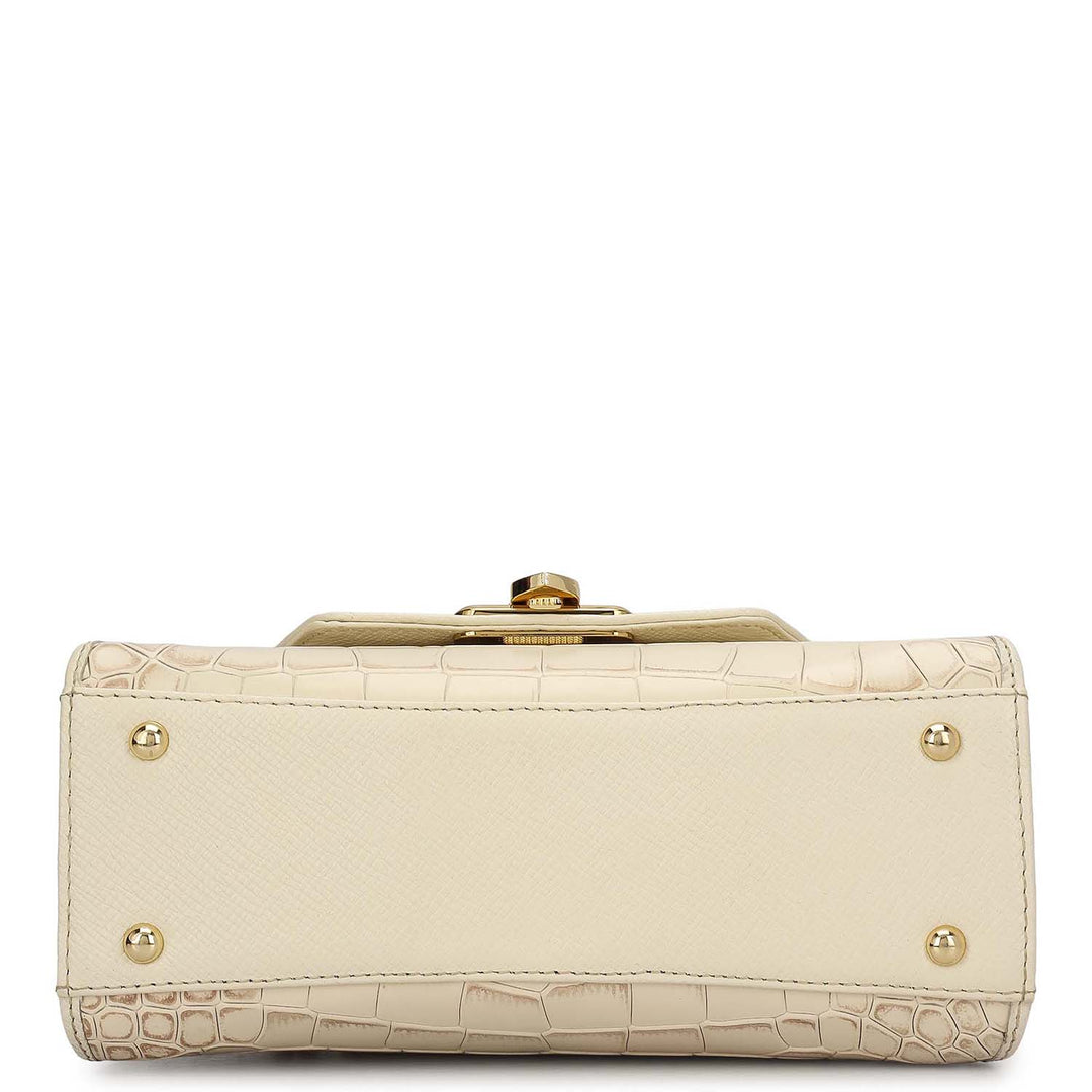 Small Croco Leather Satchel - Marshmallow