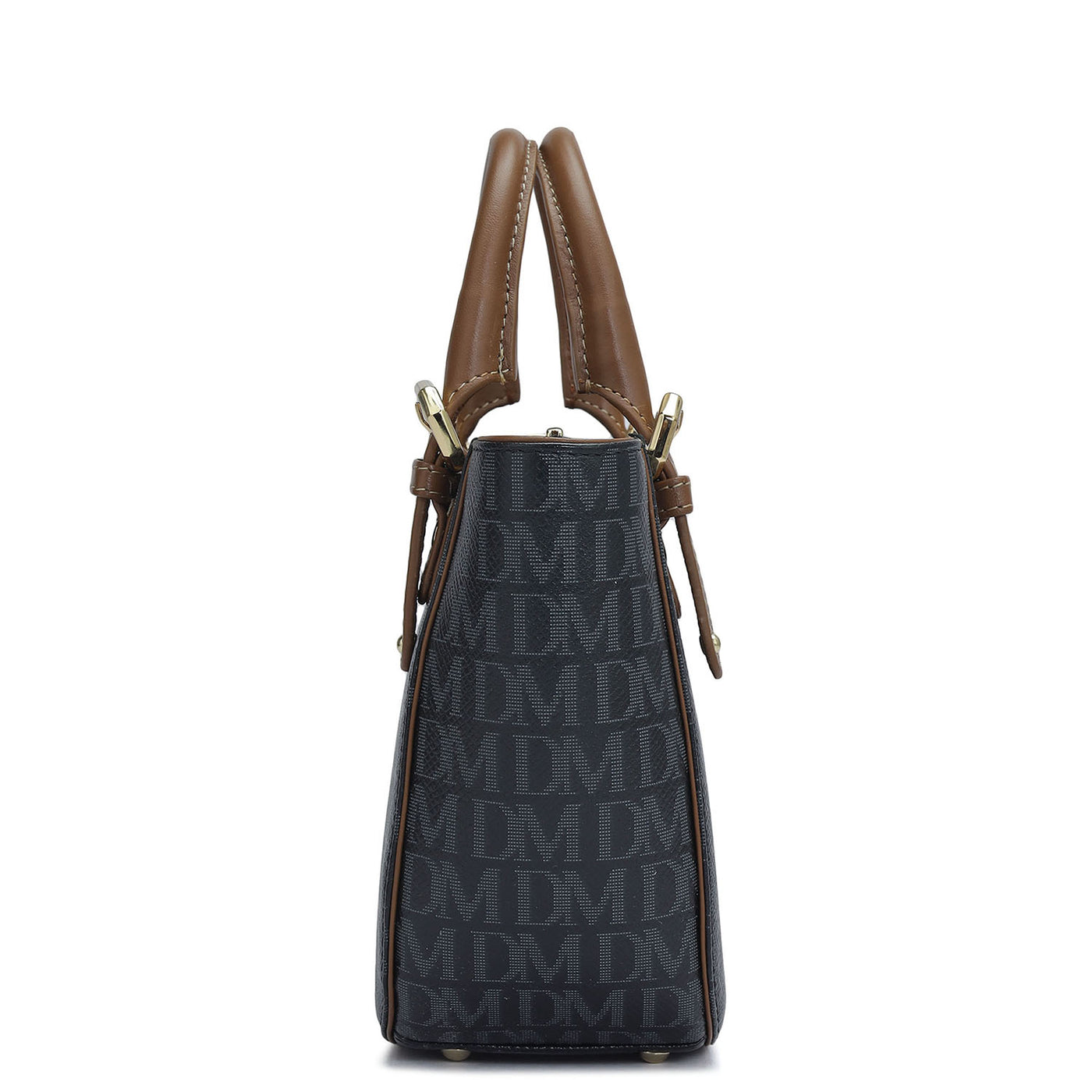 Small Monogram Leather Satchel - Black