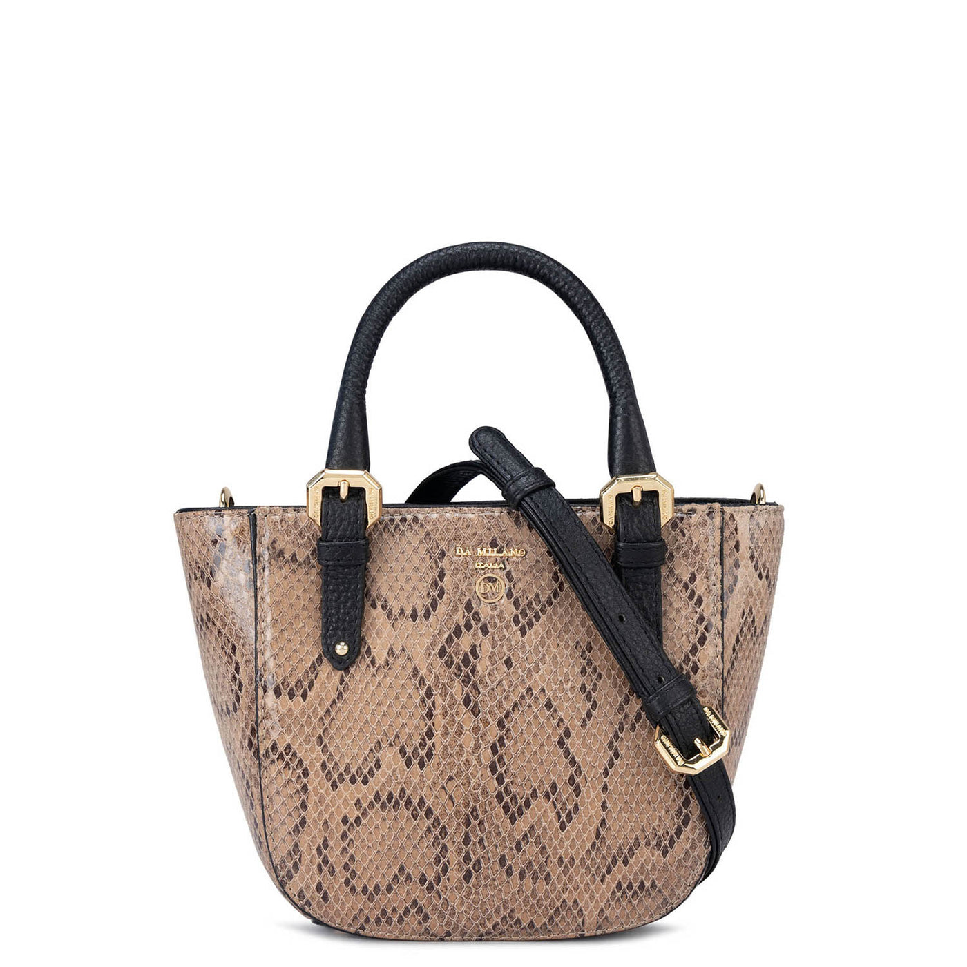 Small Snake Leather Satchel - Beige