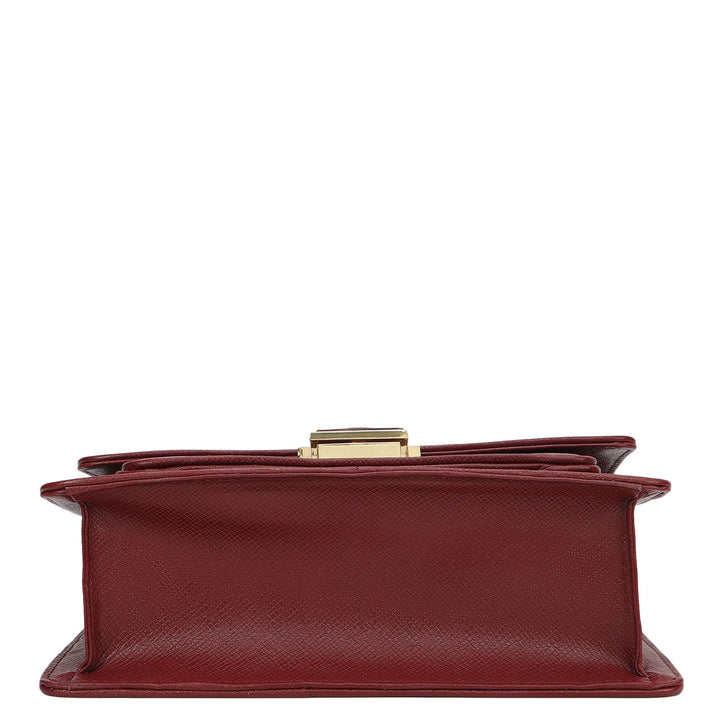 Small Croco Leather Shoulder Bag - Cherry