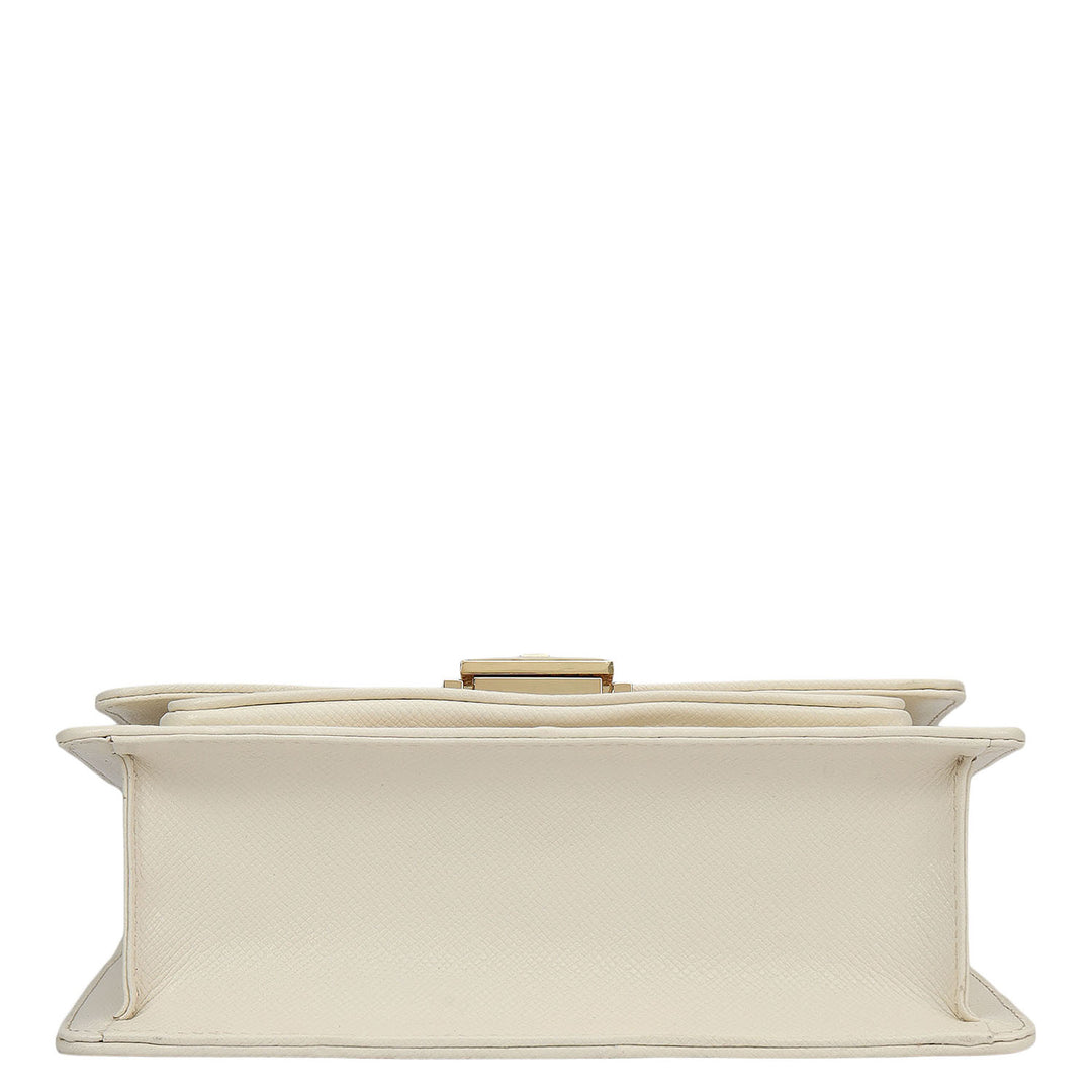 Small Croco Leather Shoulder Bag - Marshmallow