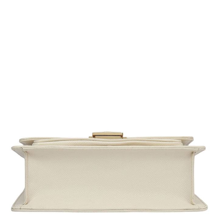 Small Croco Leather Shoulder Bag - Marshmallow