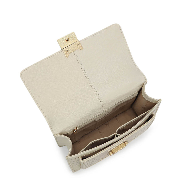 Small Croco Leather Shoulder Bag - Marshmallow