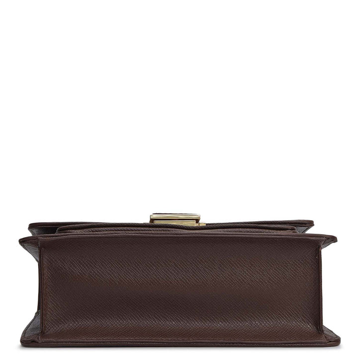 Small Croco Leather Shoulder Bag - Walnut