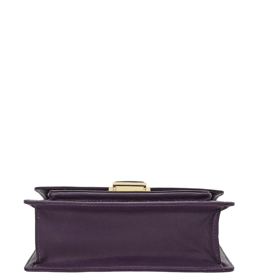 Croco-Textured Double Chain Bag (S) - Grapevine