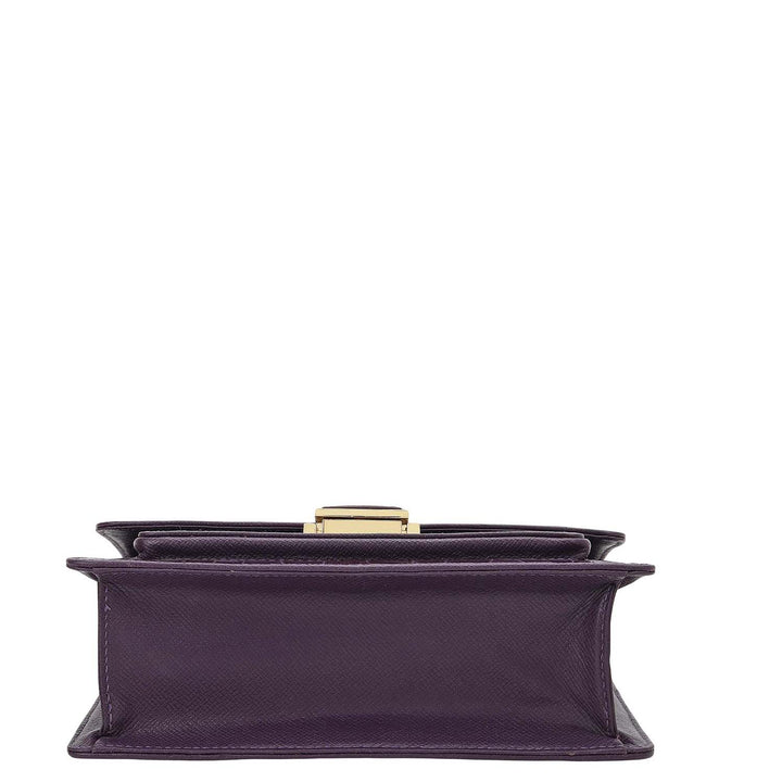 Croco-Textured Double Chain Bag (S) - Grapevine