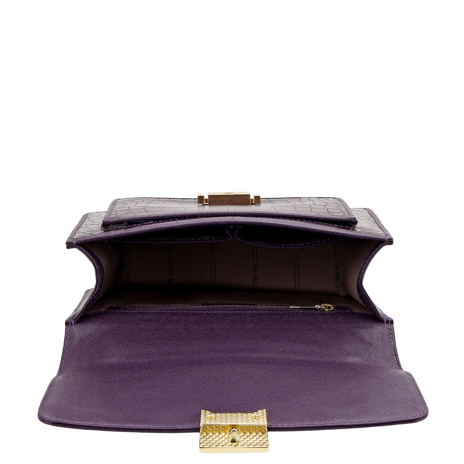 Croco-Textured Double Chain Bag (S) - Grapevine – Da Milano