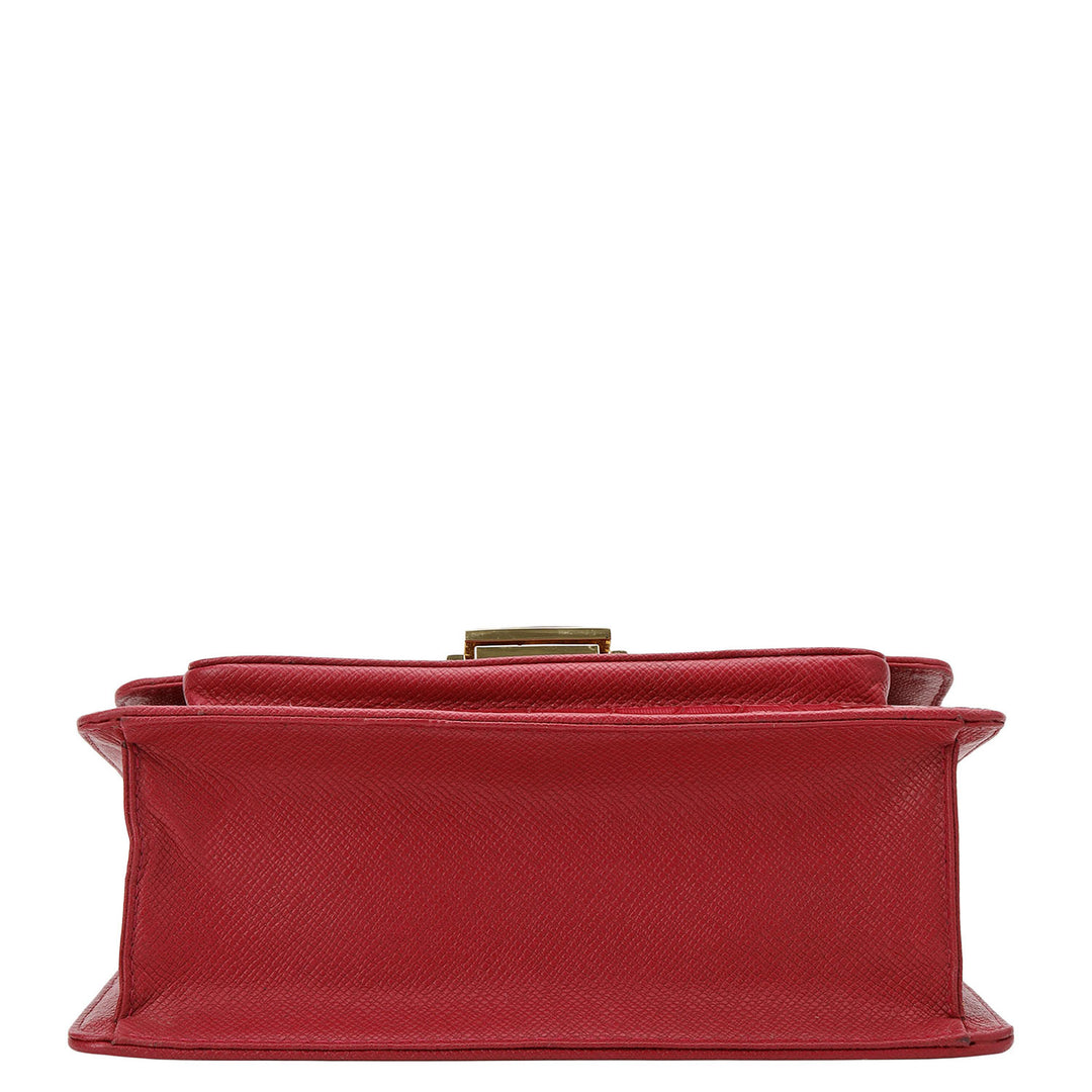 Croco-Textured Double Chain Bag (S) - Plumberry
