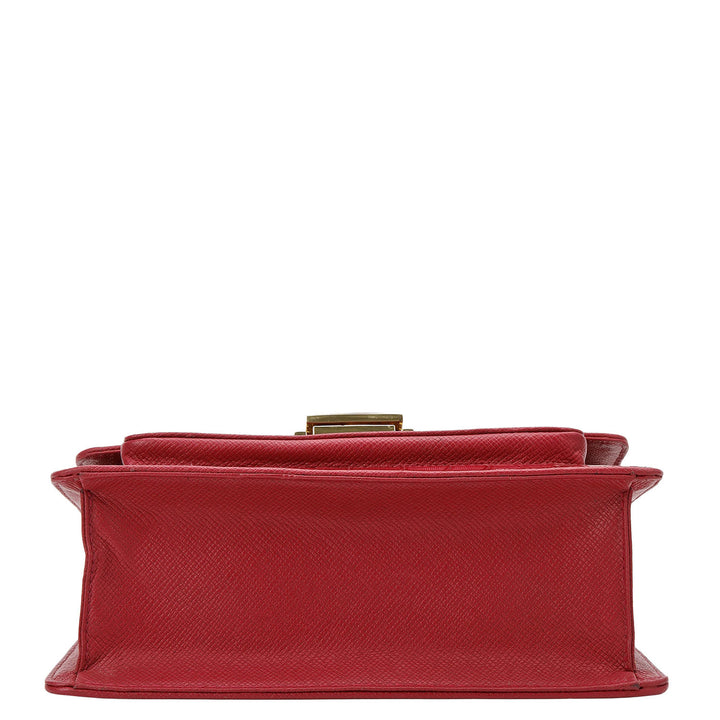 Croco-Textured Double Chain Bag (S) - Plumberry