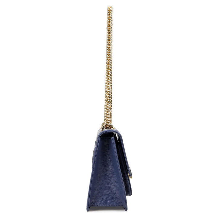 Croco-Textured Double Chain Bag (S) - Stardust