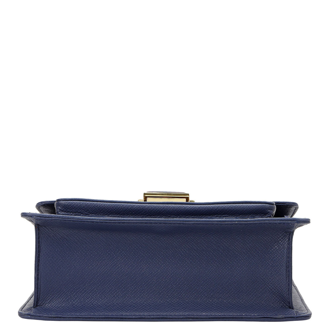 Croco-Textured Double Chain Bag (S) - Stardust