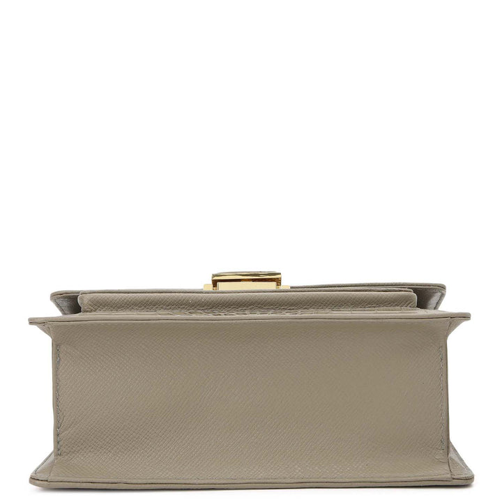Croco-Textured Double Chain Bag (S) - Stone Grey
