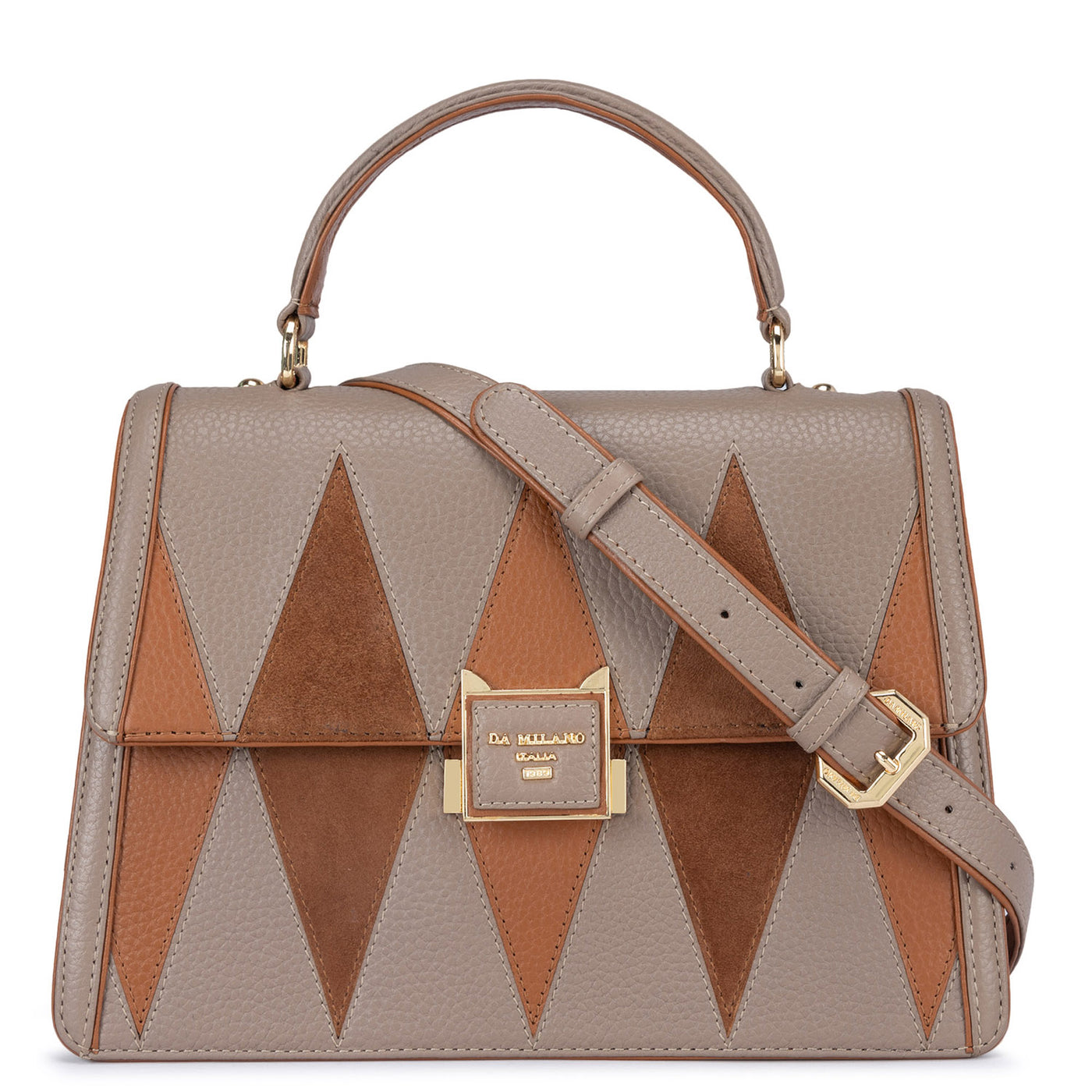 Small Wax Leather Satchel - Taupe
