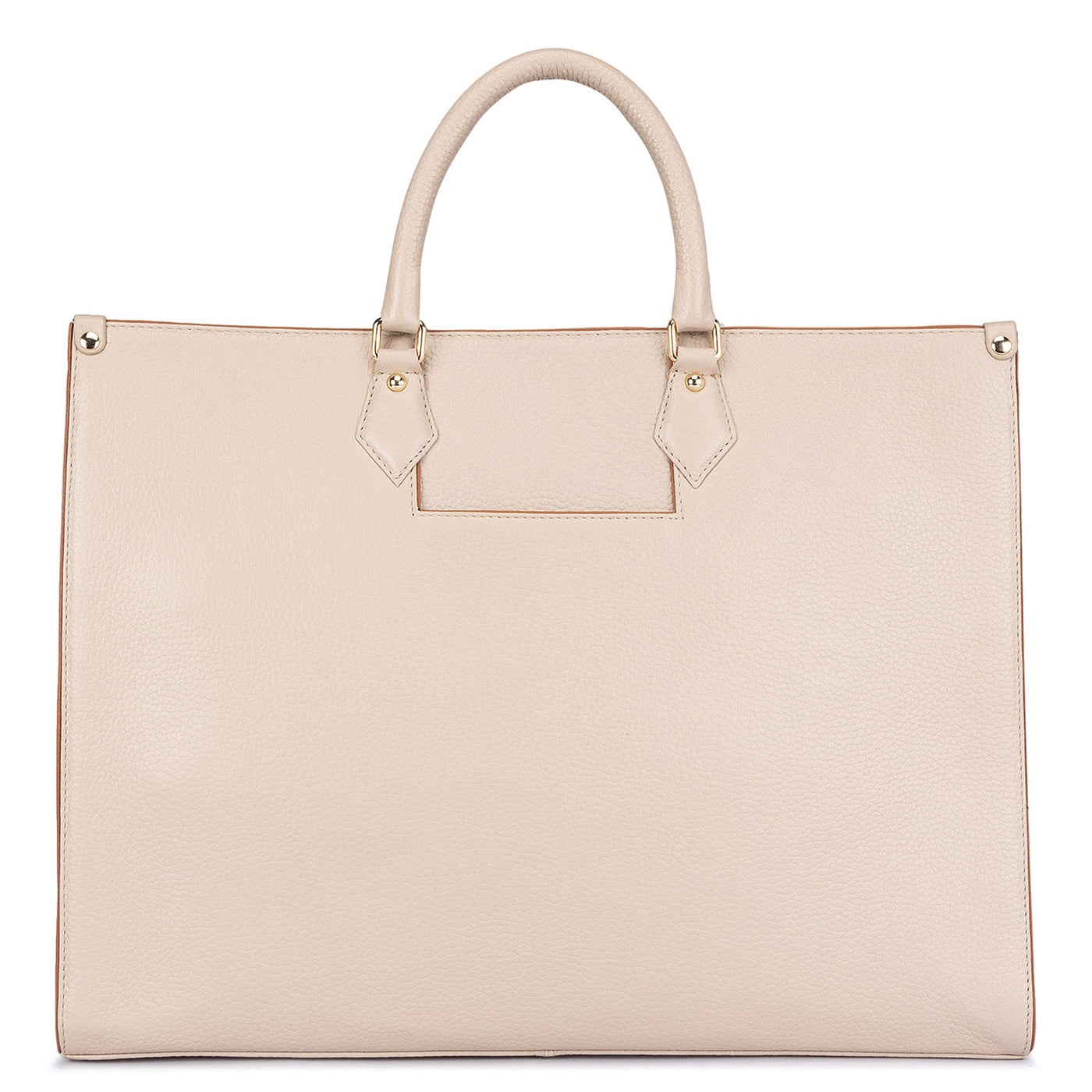 Large Wax Leather Book Tote - Beige