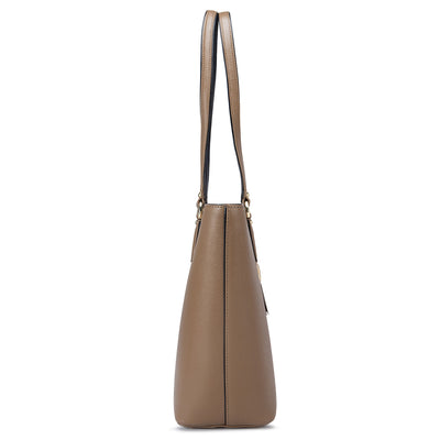 Medium Franzy Leather Tote - Cafe