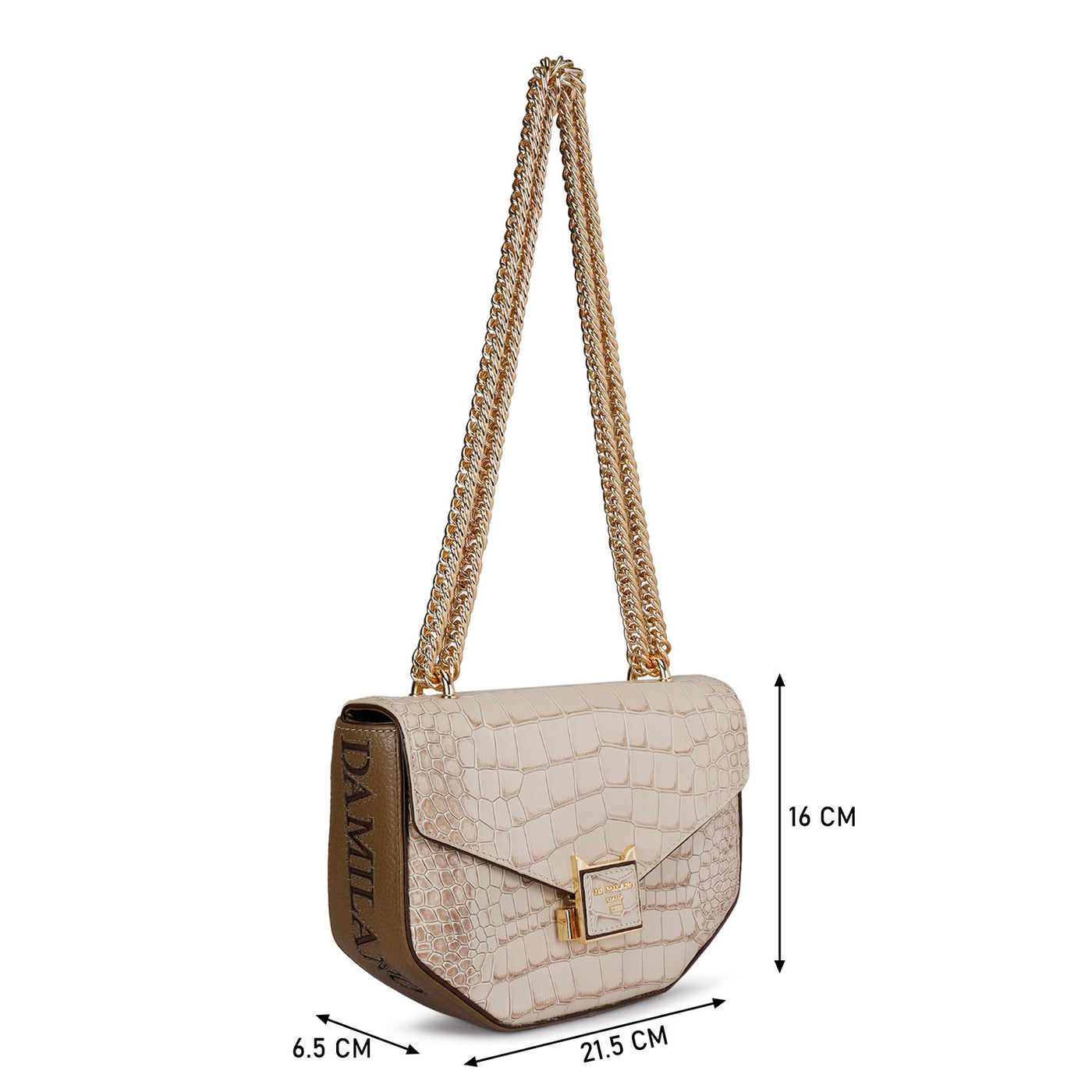 Small Croco Leather Shoulder Bag - Frost