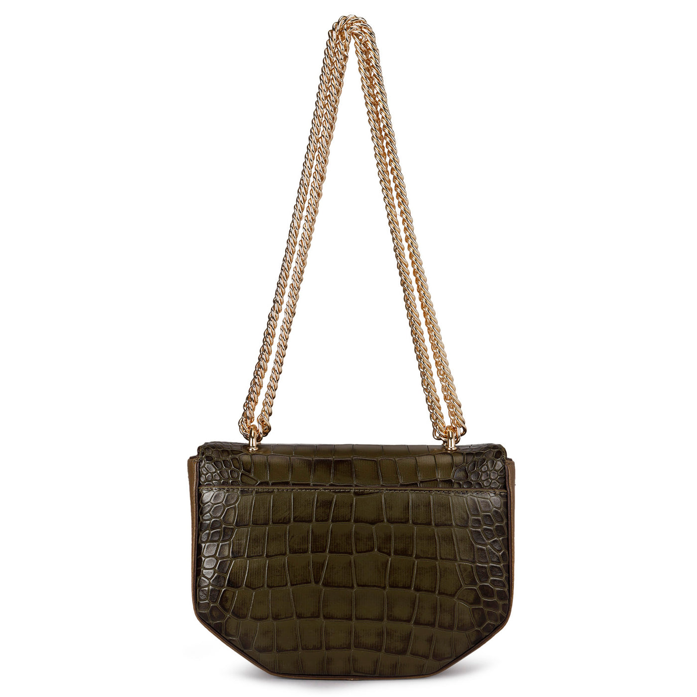 Small Croco Leather Shoulder Bag - Military Green