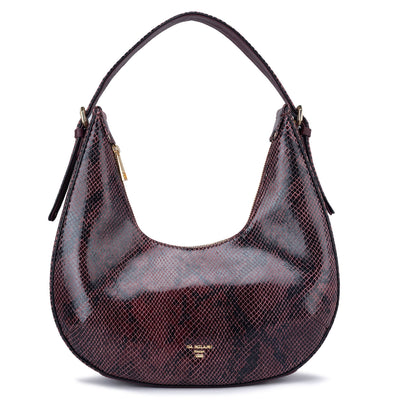 Small Snake Leather Hobo - Berry