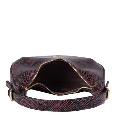 Small Snake Leather Hobo - Berry