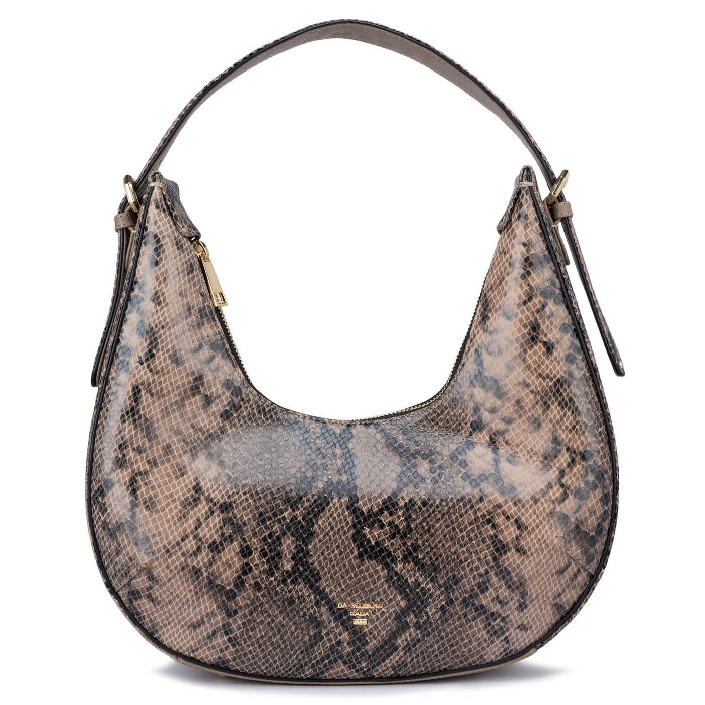 Small Snake Leather Hobo - Taupe