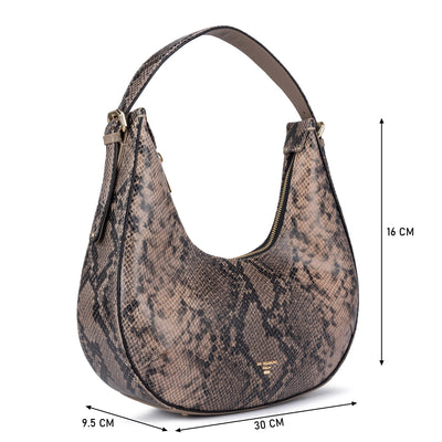 Small Snake Leather Hobo - Taupe