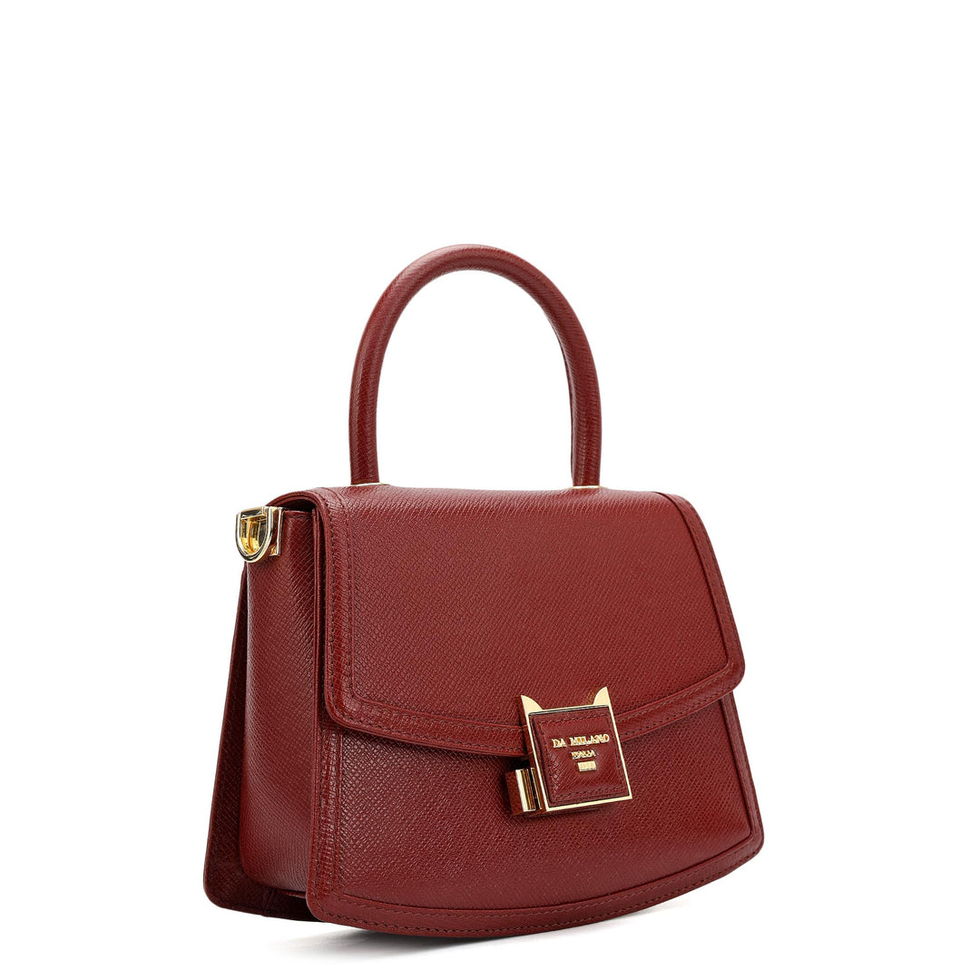 Small Franzy Leather Satchel - Cherry