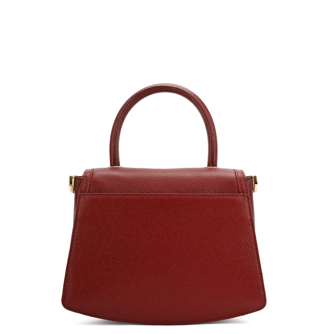 Small Franzy Leather Satchel - Cherry