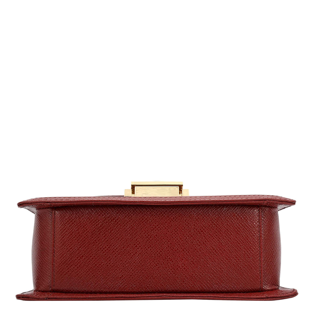 Small Franzy Leather Satchel - Cherry