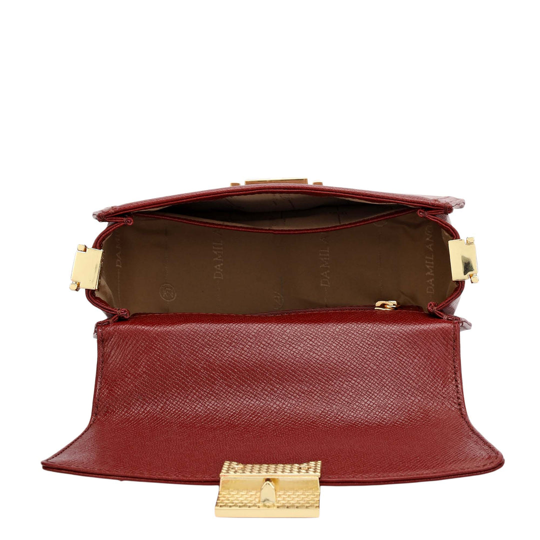 Small Franzy Leather Satchel - Cherry
