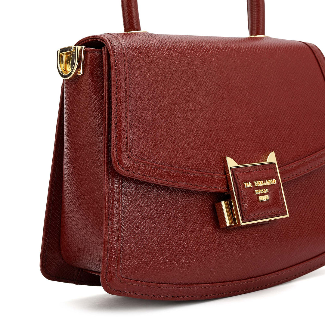 Small Franzy Leather Satchel - Cherry