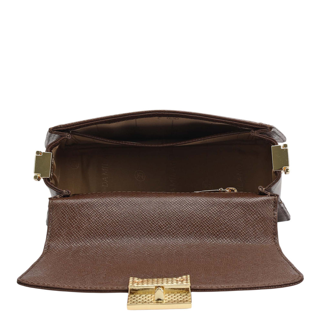 Small Franzy Leather Satchel - Walnut