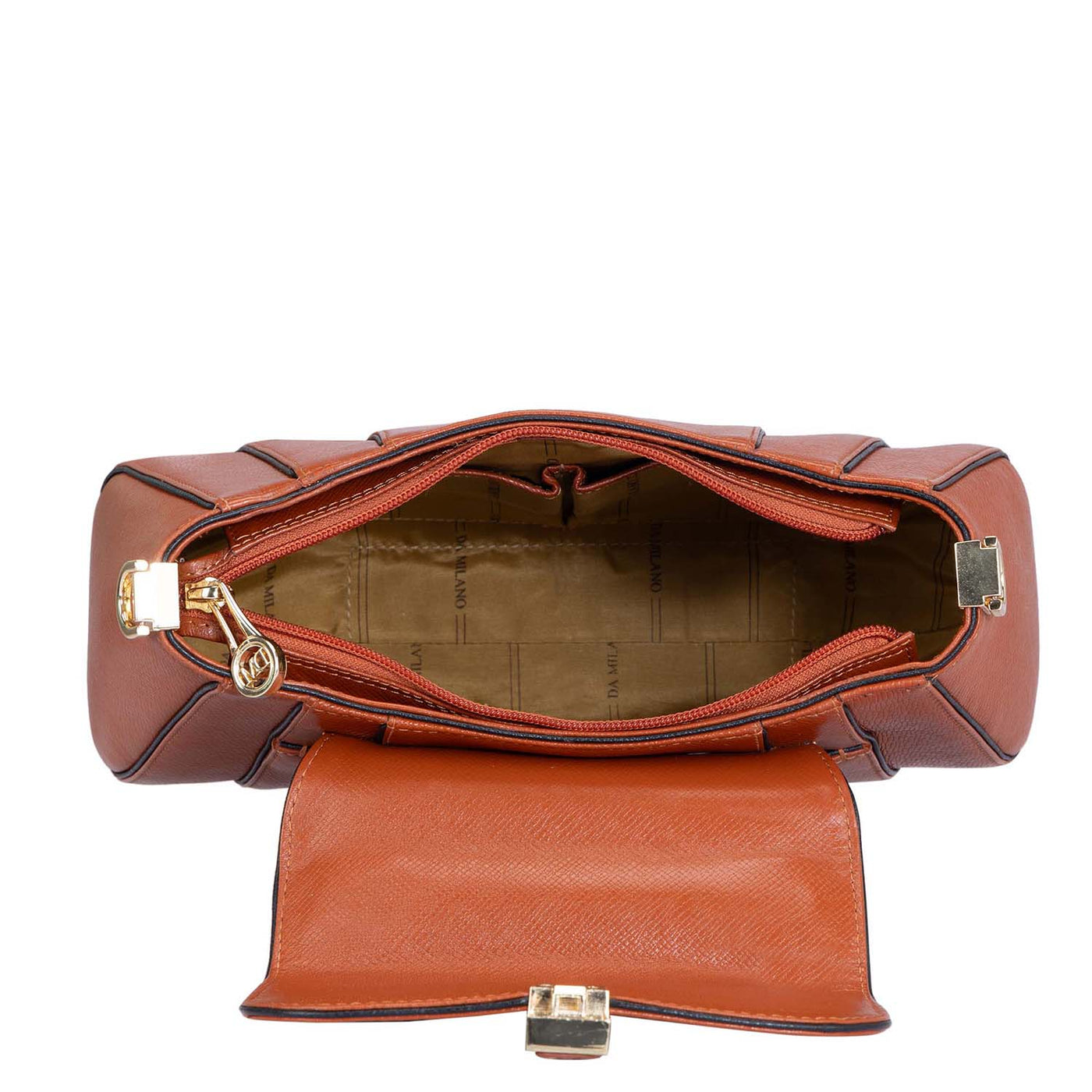 Small Franzy Leather Satchel - Rust