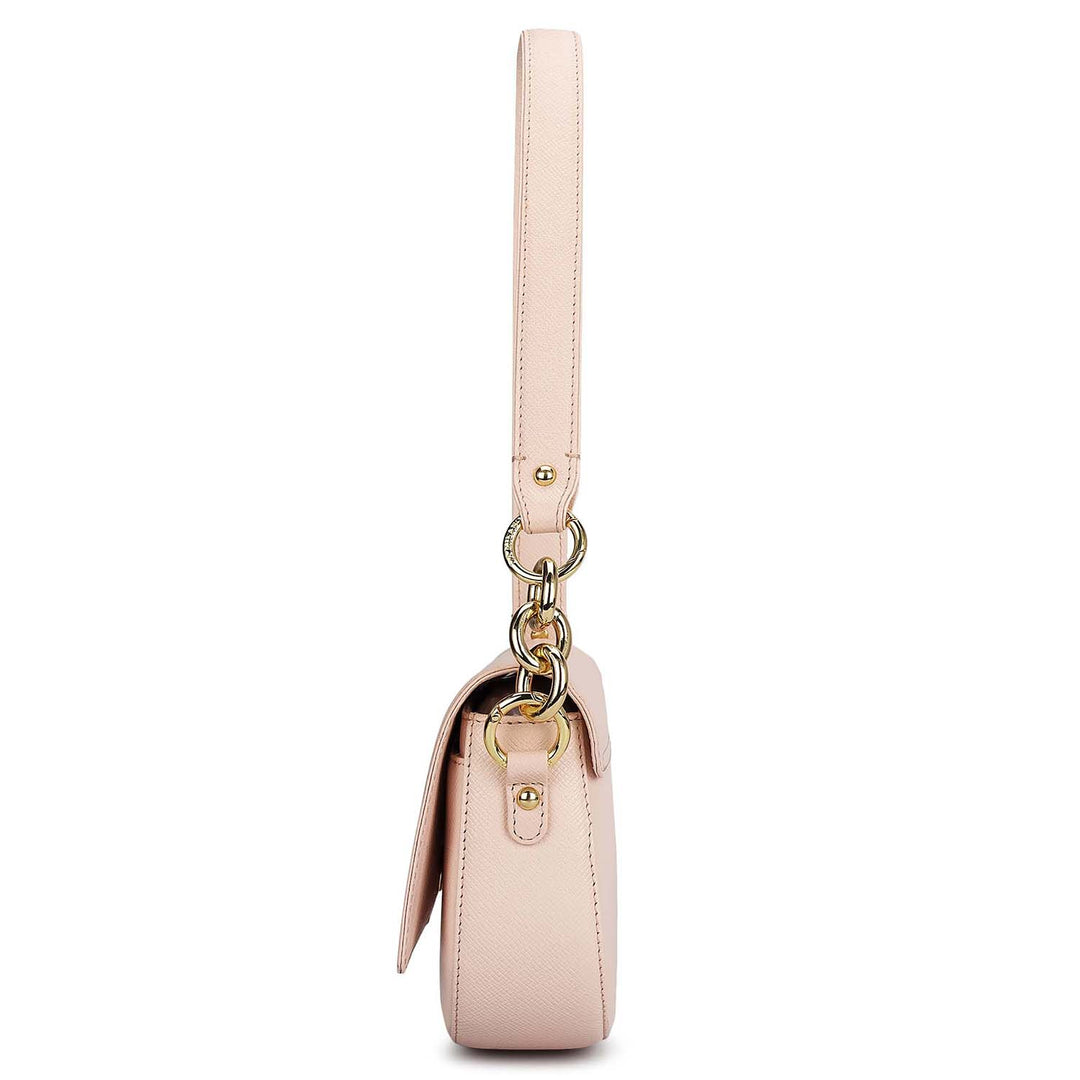 Small Franzy Leather Baguette - Blush